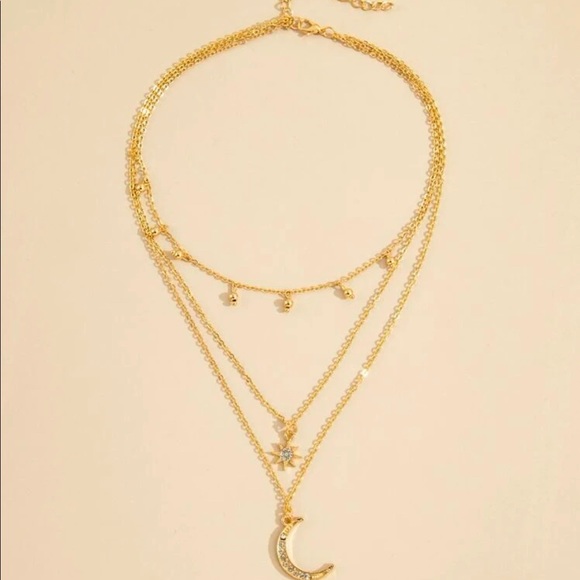 Moon Charm Layered Necklace - Picture 2 of 4